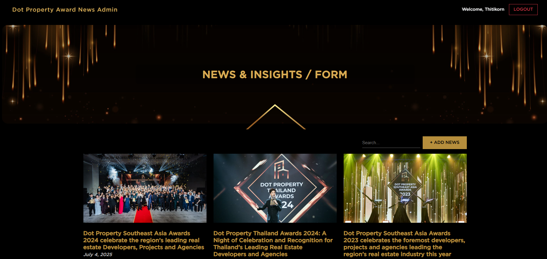 Dot Property Award Backoffice